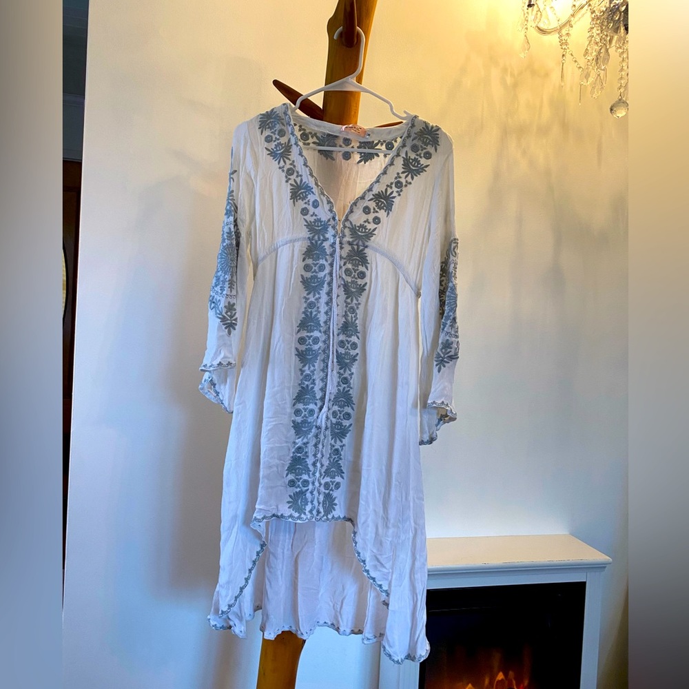 White festival dress with sequins women side medium